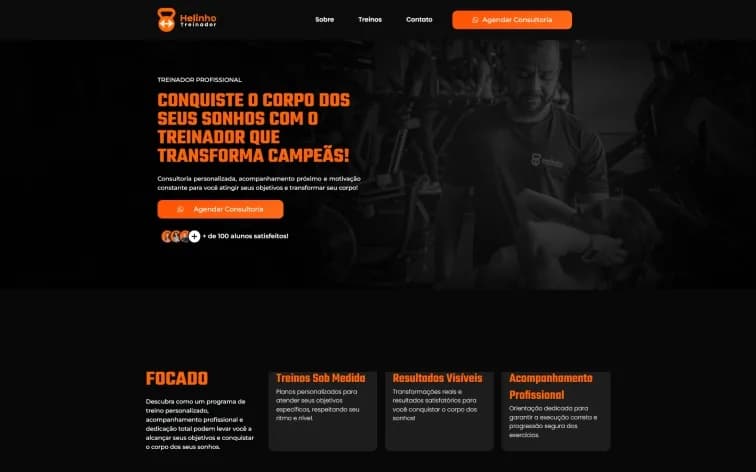 Site Helinho Treinador, feito pela Grapix