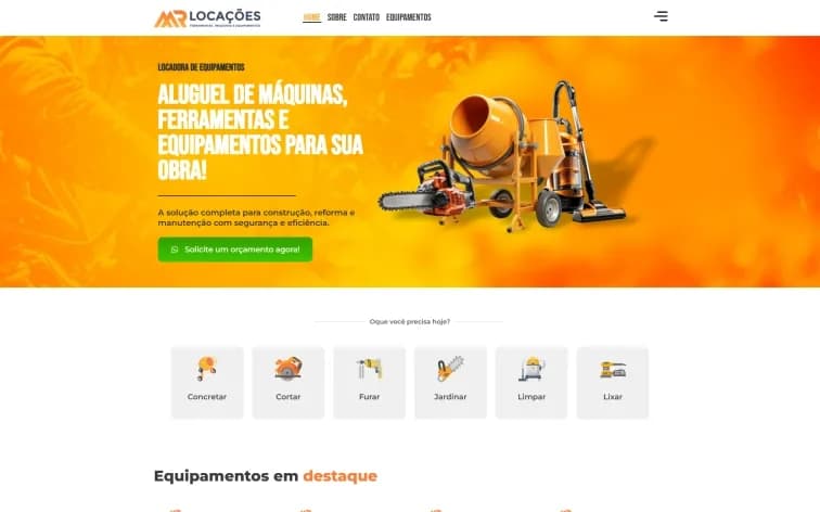 Site Locações MR, feito pela Grapix