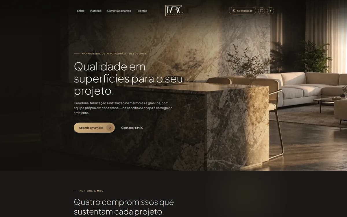 Site MRC Marmoraria, feito pela Grapix