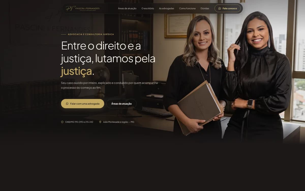 Site Pascini & Fernandes, feito pela Grapix