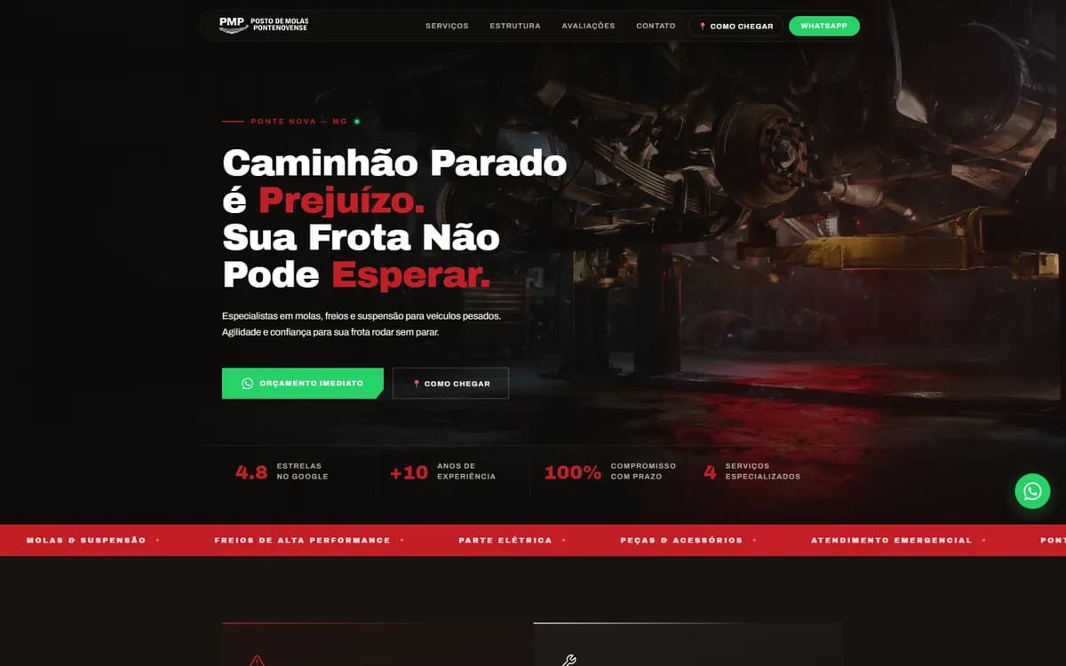 Site Posto de Molas Pontenovense, feito pela Grapix