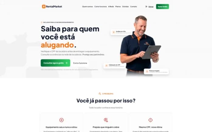 Site Rental Market, feito pela Grapix