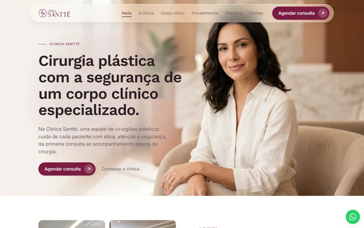 Site Clínica Santté, feito pela Grapix