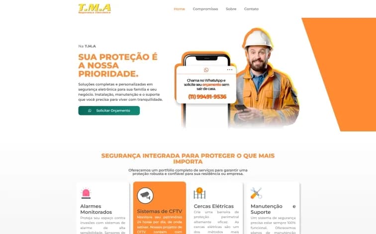Site TMA Manutenções, feito pela Grapix